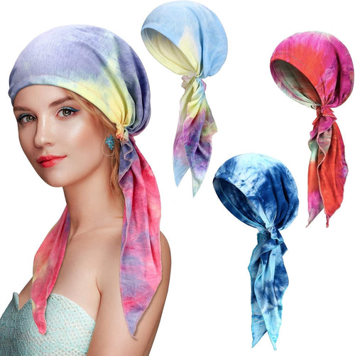 4 Pcs Women Head Scarf Pre Tied Chemo Caps Slip On Turban Headwear Cancer Head Wraps Beanie Hat Bandanawoven Material|Scarf|Headbands|GlamGlobal