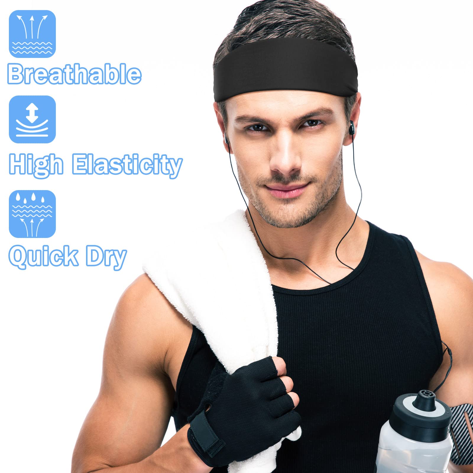 9 Pcs Sweatbands For Men Workout Sport Headbands For Men Camo Headband Sweat Absorbing Headband Wide Sweatband For Head Basketball Football Cycling Running Yoga, 4.7 X 9.8 Inch|Headbands|GlamGlobal