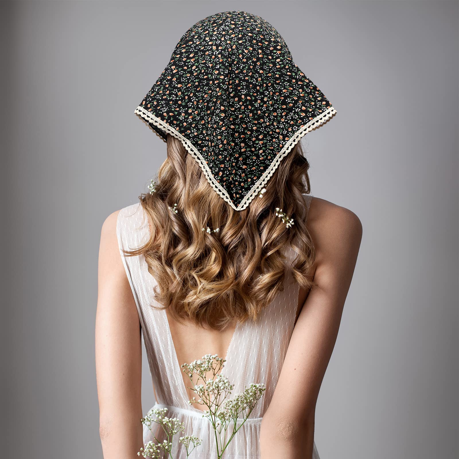 Elegant floral bohemian print headscarf-floral | GlamGlobal Headscarf style design Headscarf is simple to wear